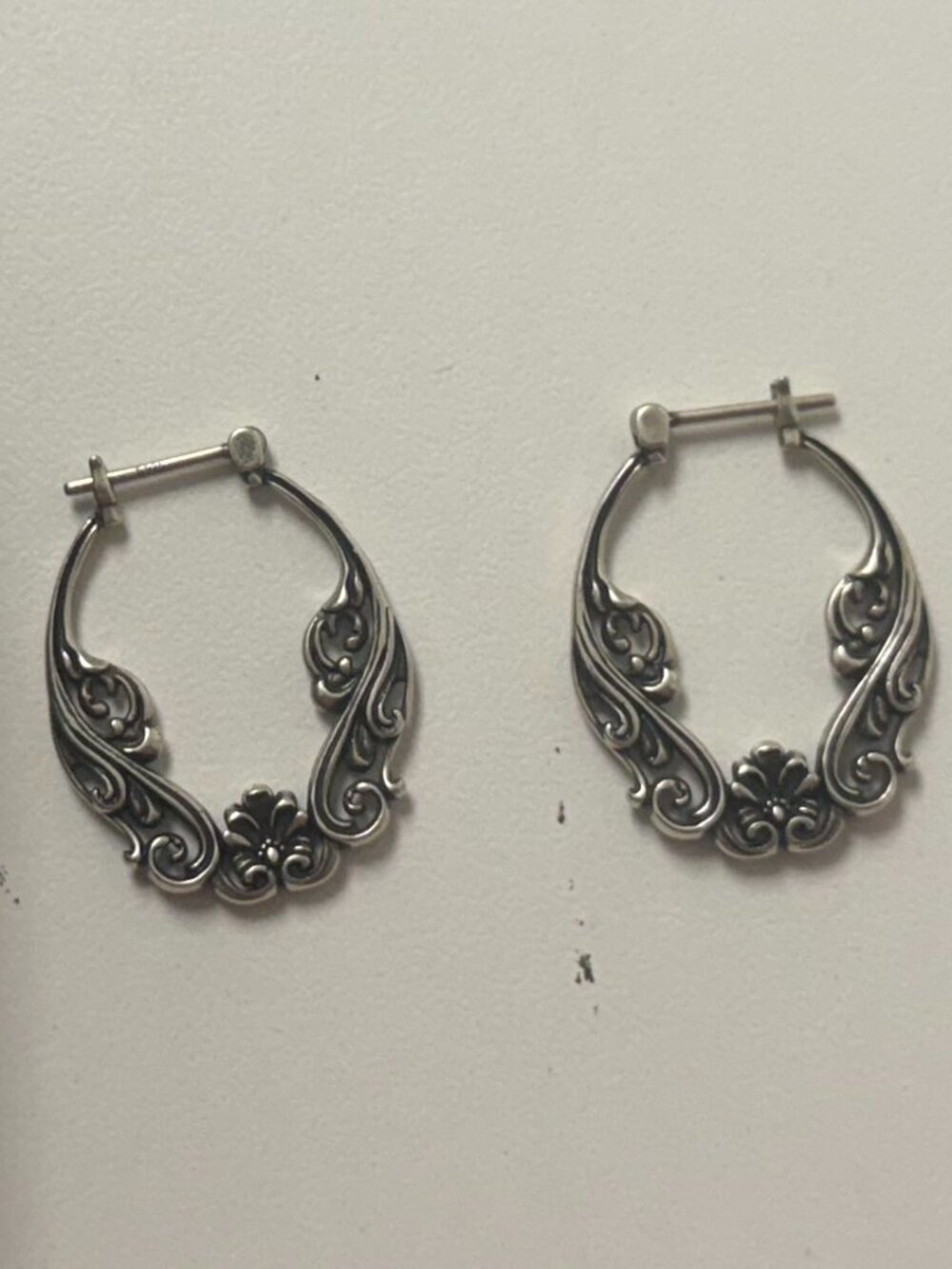 Punk Youth Ornate Gothic Silver Hoop Earrings